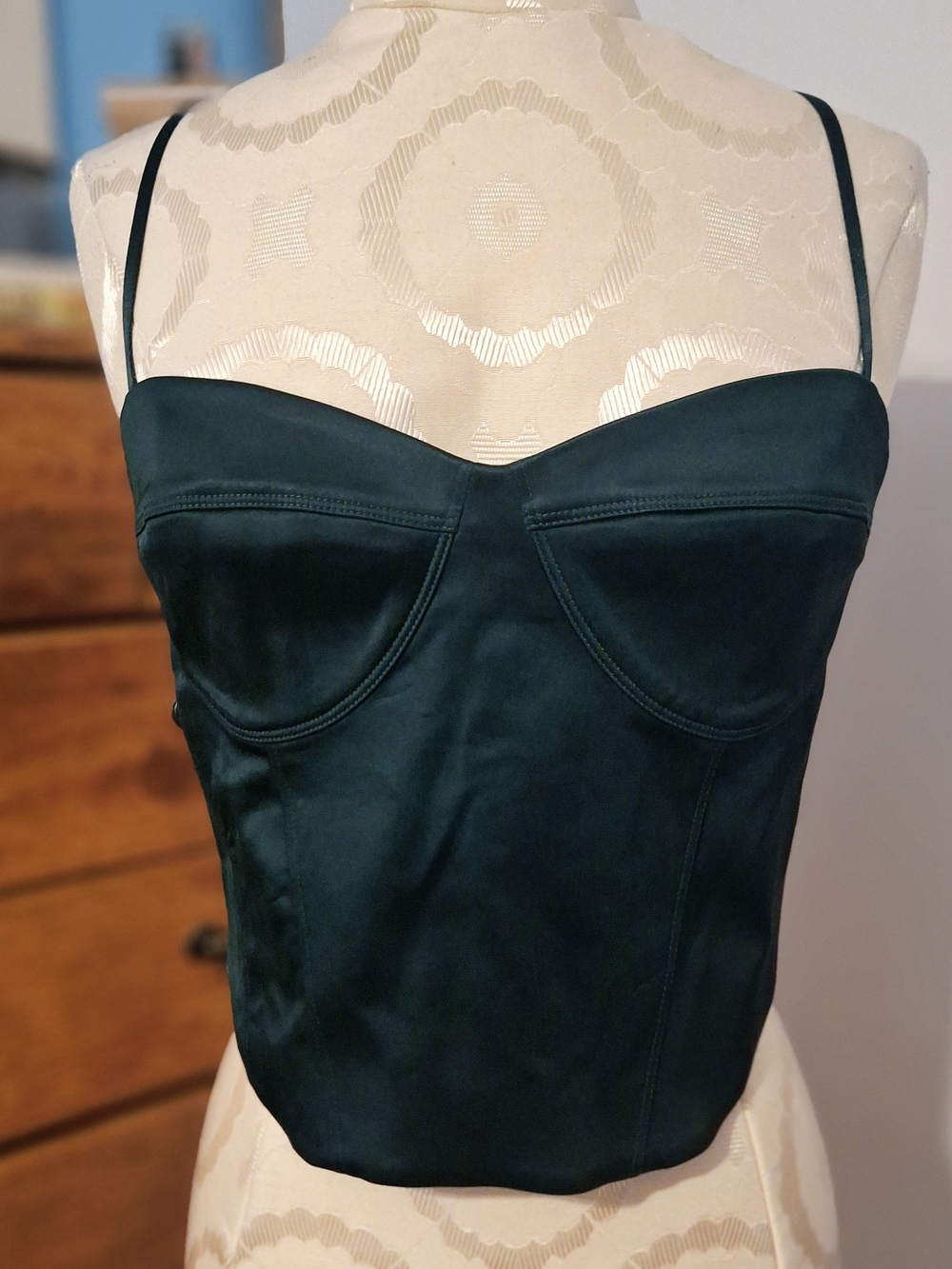Sunday Best Green Satin Bustier Top